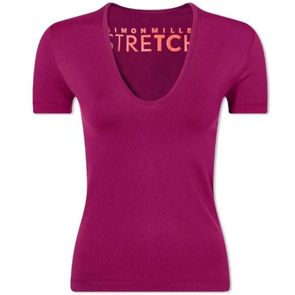 New SIMON MILLER AIX JERSEY TOP PLUM size M/L - Picture 3 of 7